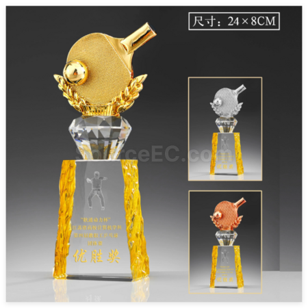 礼品订购乒乓球金属奖座广告