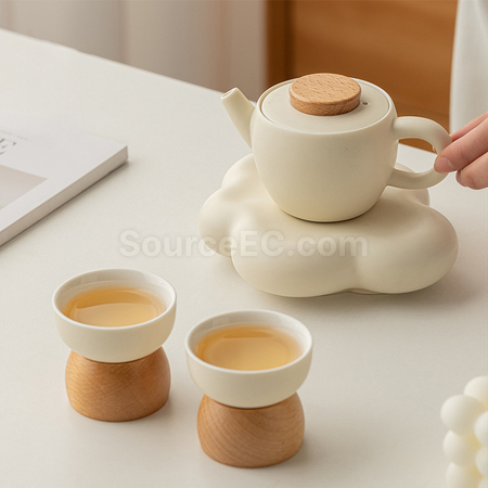 礼品订购奶油风功夫茶具礼盒组广告