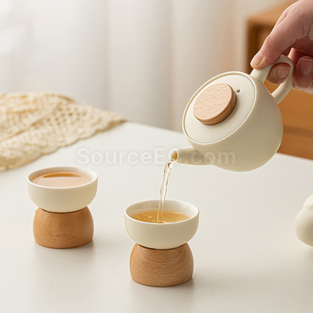 礼品订购奶油风功夫茶具礼盒组广告