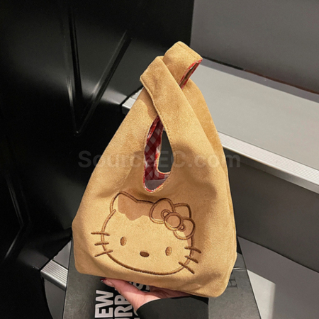 礼品订购麂皮拼复古红格子手提包广告