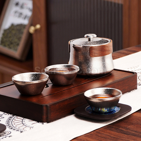 纯钛一壶三杯泡茶套装