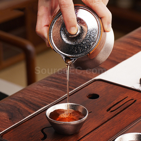 礼品订购纯钛一壶三杯泡茶套装广告