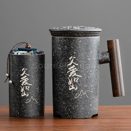 礼品订购陶瓷茶水分离泡茶杯广告