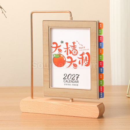 礼品订购创意相框铁艺实木桌历广告