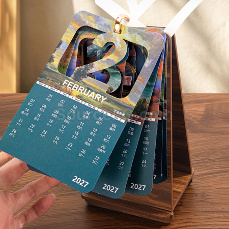 礼品订购木质台历摆件广告